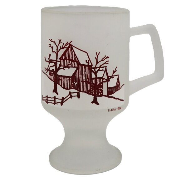 Vintage 1984 Tiara Satin Frosted Decorated Pedestal Mug - Picture 1 of 10